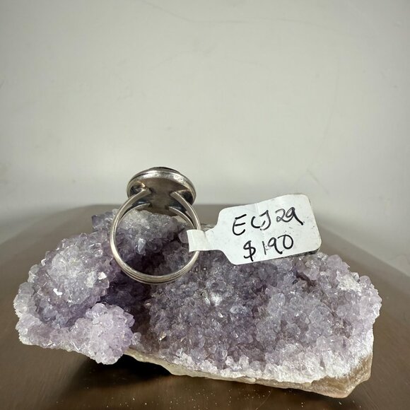 Handmade Dendritic Agate Oval Gemstone Silver Ring Artisan Womens Jewelry Size 6 - Picture 3 of 5